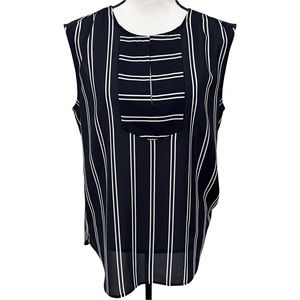 J. Crew Navy and White Vertical Stripe Sleeveless Blouse